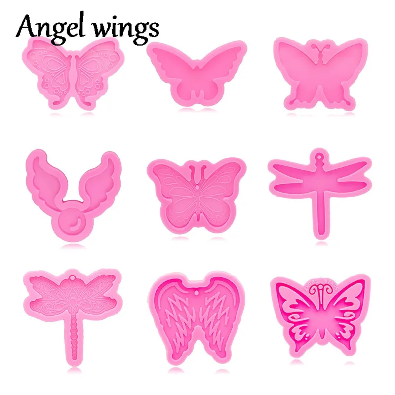 Resin Art A Keychain - DY1056 Moldes de silicona de mariposa/libélula/plumas