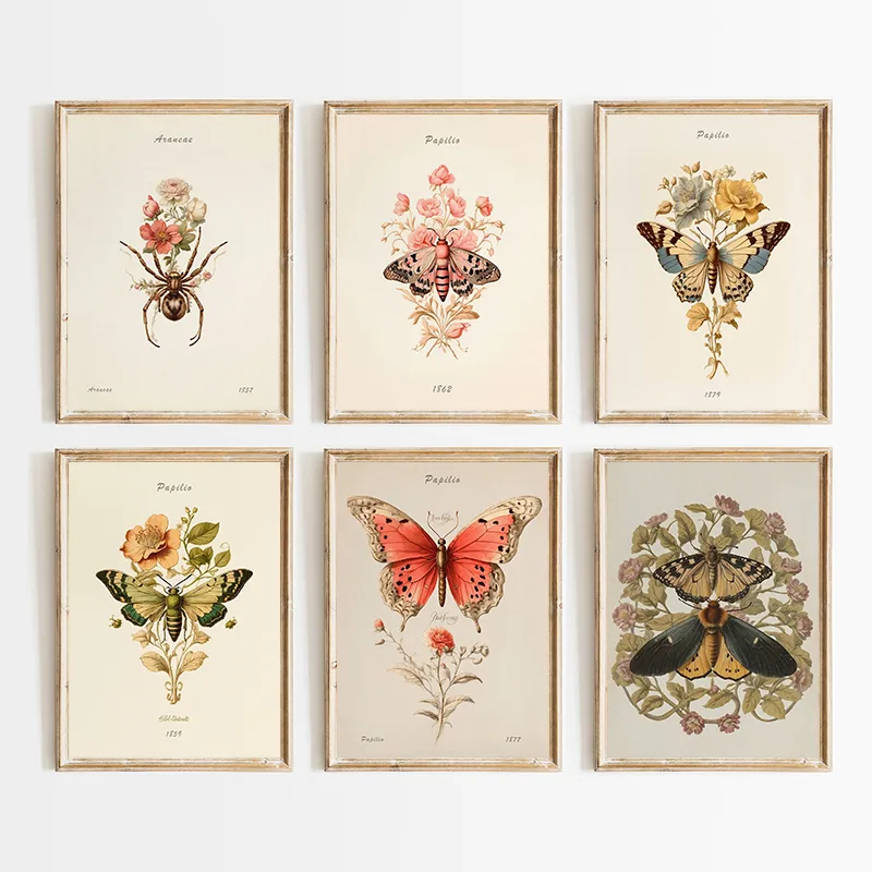 Resin Art And Deco - Pósteres Vintage con Ilustraciones de Arañas,