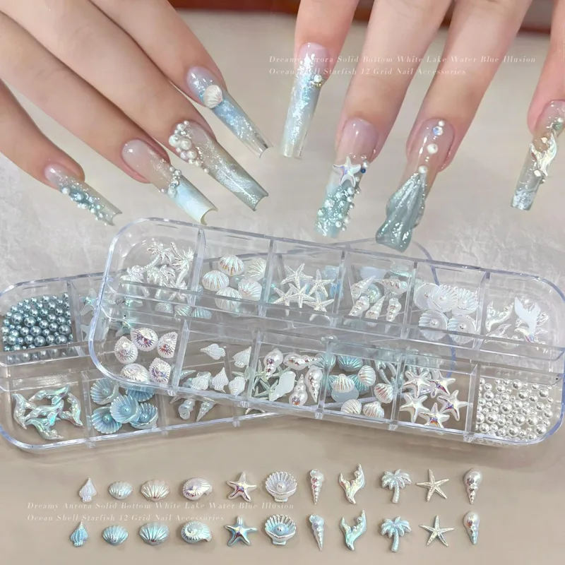 Resin Art Beach Theme - 12 rejillas de adornos 3D mixtos