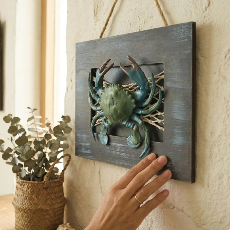Resin Art Beach Theme - Decoraciones náuticas madera, decoraciones pared langosta/cangrejos,