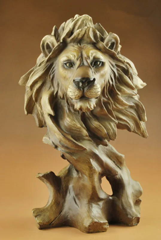 Resin Art Business - Estatua decorativa de león salvaje 3D