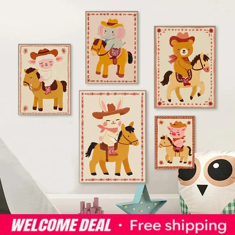 Resin Art Newborn Baby - Póster de guardería de animales vaqueros