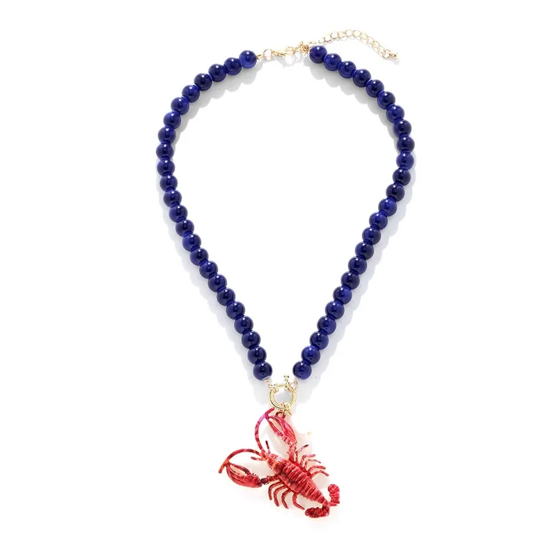 Resin Art Beach Theme - Collar de cuentas de langosta de