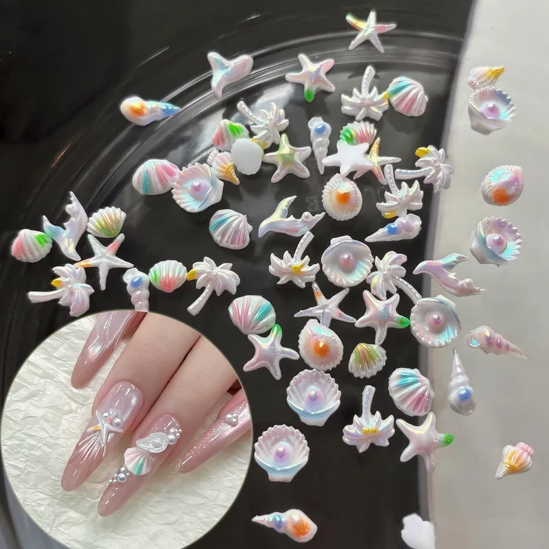 Resin Art Beach Theme - 50 piezas de pedrería para uñas