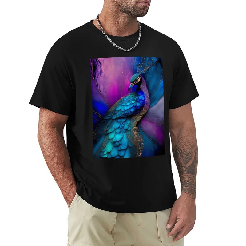 Resin Art Alcohol Ink - Peacock Plume - Camiseta con estampado