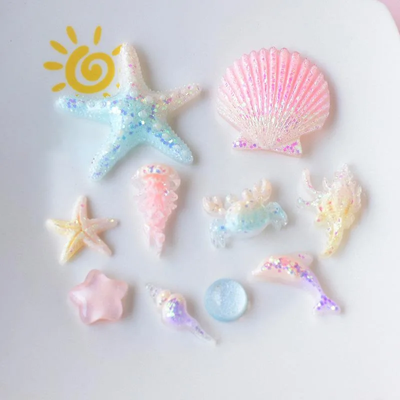 Resin Art Beach Theme - 10PCS Lindos Adornos de Resina con