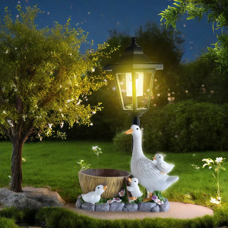 Resin Art And Decor - Luz nocturna de pato Solar, escultura