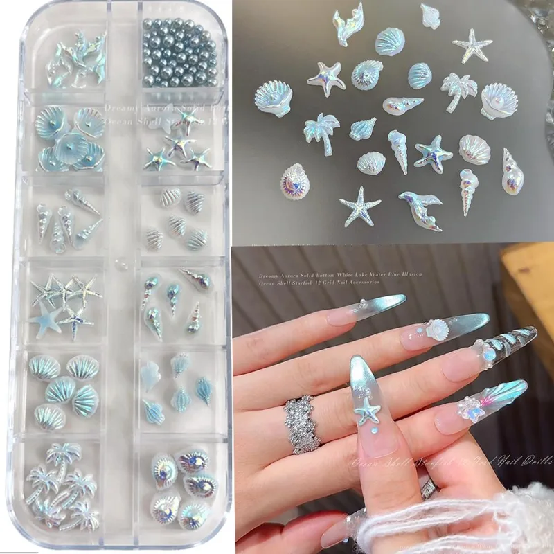 Resin Art Beach Theme - 12 rejillas de adornos 3D mixtos