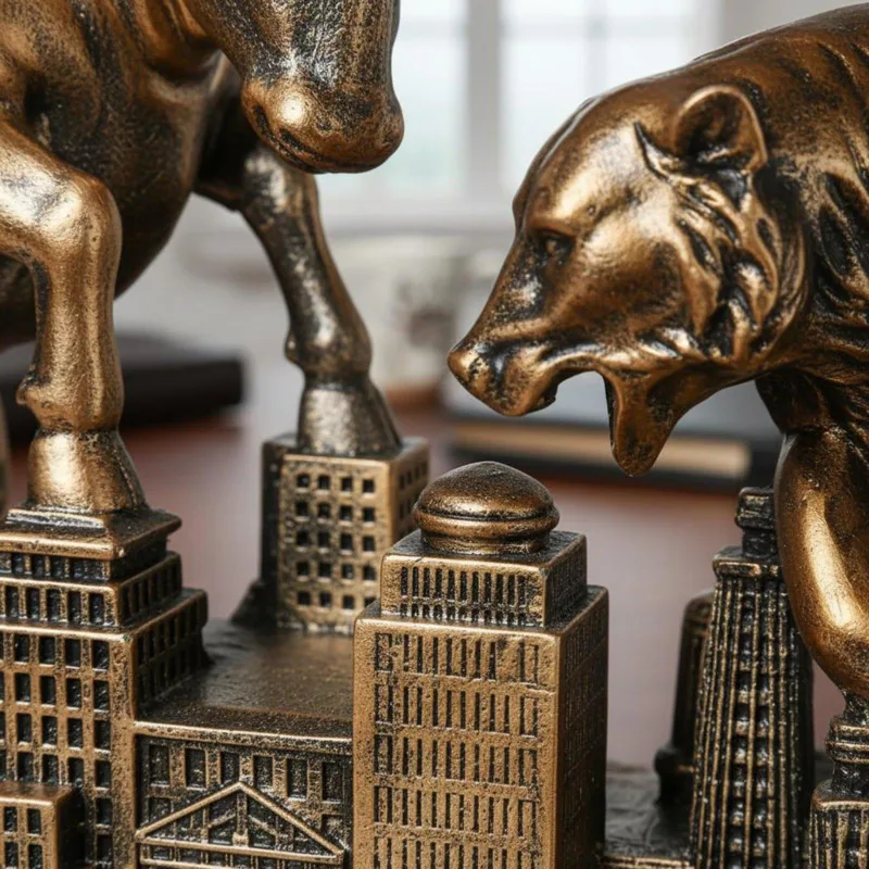 Resin Art Business - Estatua Motivacional de Toro y Oso,