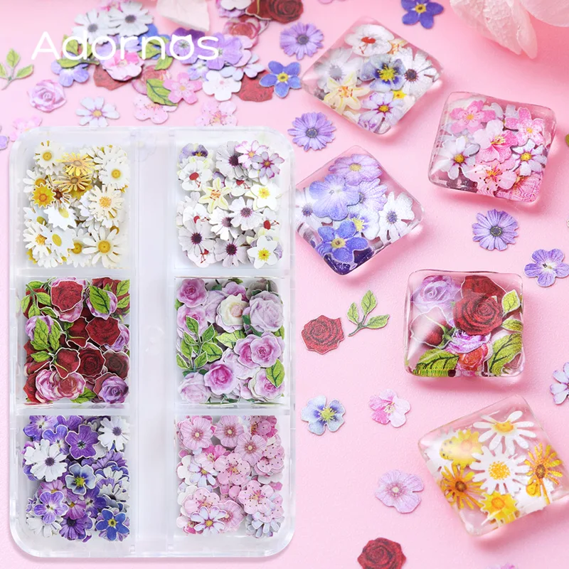 Resin Art And Jewelry - 6 rejillas de flores, chips de