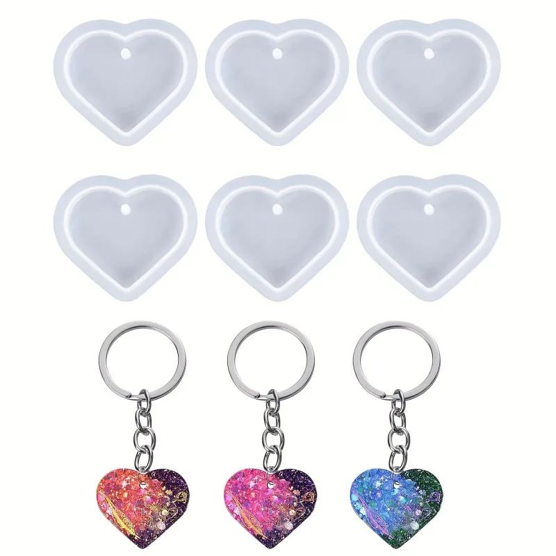 Resin Art Heart - Juego de 6 moldes de resina