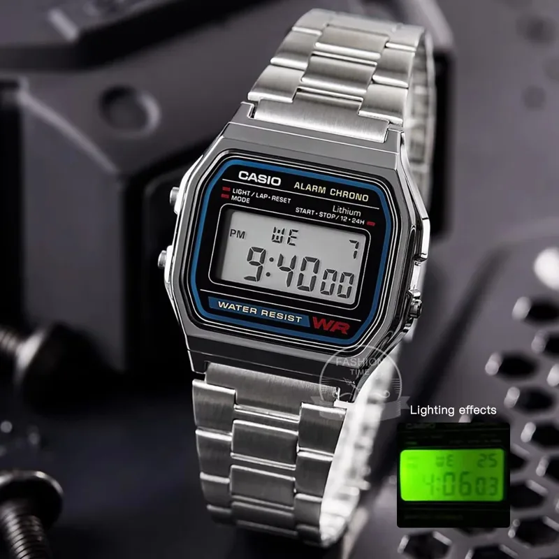 Resin Art Watch - Reloj Casio plateado para hombre, conjunto