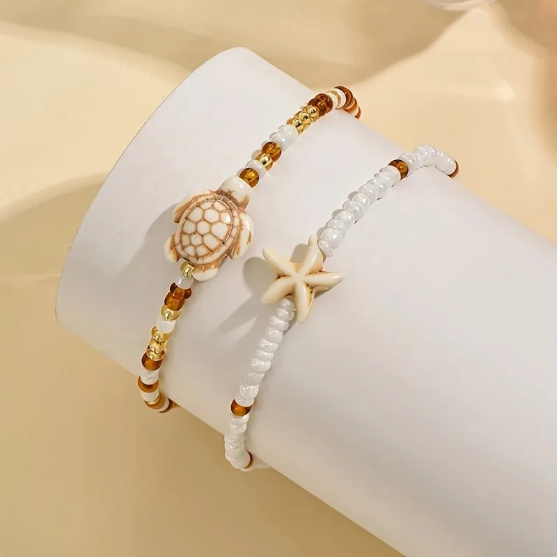 Conjunto de dos tobilleras con - Resin Art Beach Theme reseña y precio
