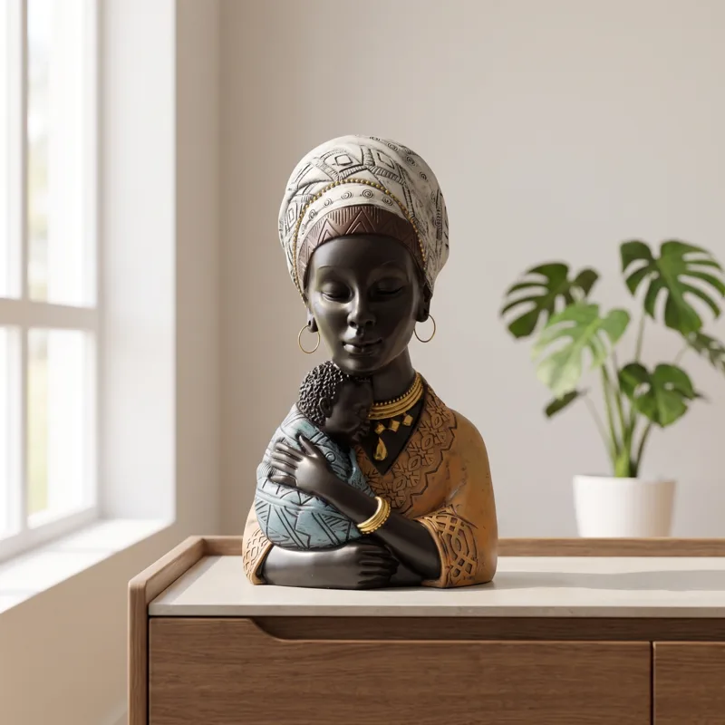 Estatua Africana de Madre e Hi - Resin Art Meaning reseña y precio